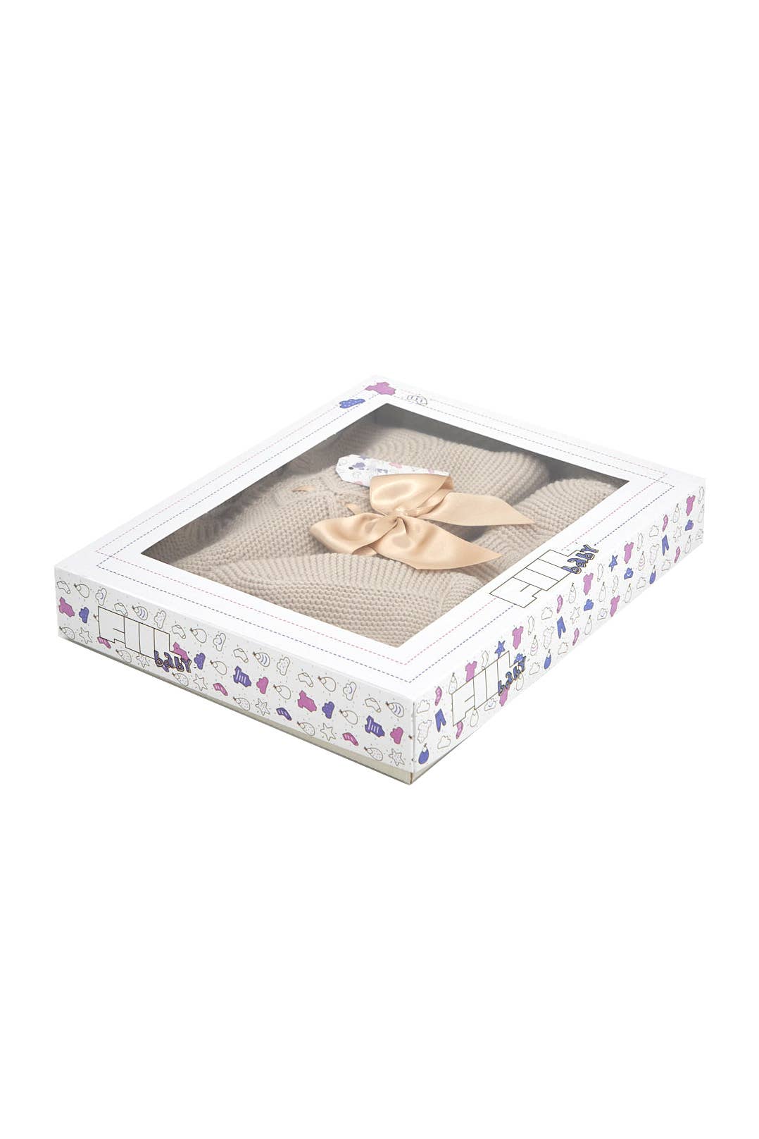 3-teiliges Set Strick Schleife AGM-0511: Pink / 3-6M