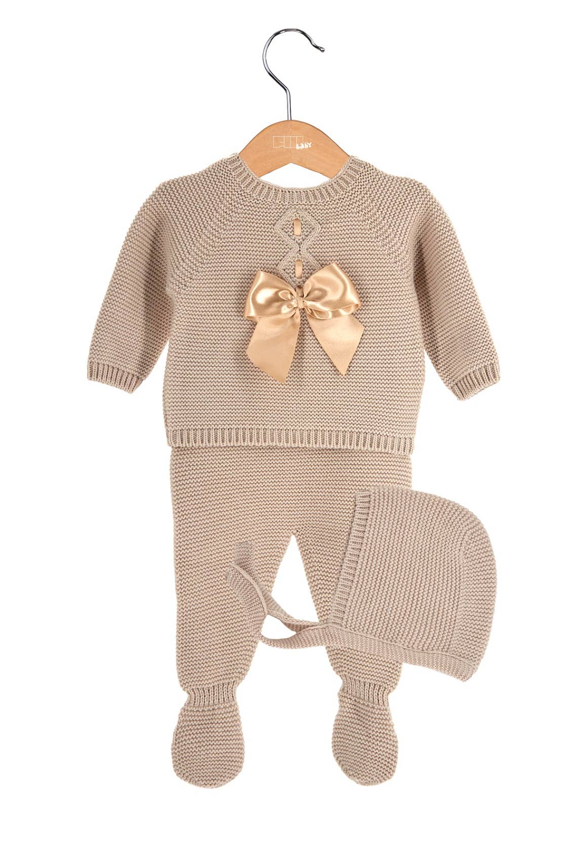 3-teiliges Set Strick Schleife AGM-0511: Pink / 3-6M